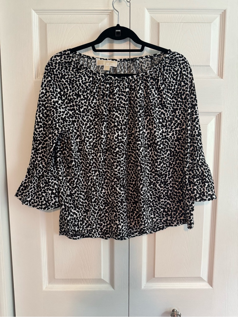 Michael Kors Black and White Animal-Print Blouse